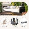 TOPMAX Patio Minimalist Twin Size Garden Swing Bed Wood Porch Swing with Ropes for Backyard, Safe Sloped Design, Black