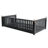 TOPMAX Patio Minimalist Twin Size Garden Swing Bed Wood Porch Swing with Ropes for Backyard, Safe Sloped Design, Black