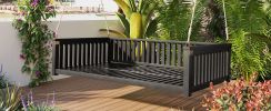 TOPMAX Patio Minimalist Twin Size Garden Swing Bed Wood Porch Swing with Ropes for Backyard, Safe Sloped Design, Black