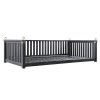 TOPMAX Patio Minimalist Twin Size Garden Swing Bed Wood Porch Swing with Ropes for Backyard, Safe Sloped Design, Black