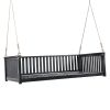 TOPMAX Patio Minimalist Twin Size Garden Swing Bed Wood Porch Swing with Ropes for Backyard, Safe Sloped Design, Black