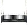 TOPMAX Patio Minimalist Twin Size Garden Swing Bed Wood Porch Swing with Ropes for Backyard, Safe Sloped Design, Black