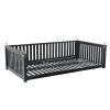TOPMAX Patio Minimalist Twin Size Garden Swing Bed Wood Porch Swing with Ropes for Backyard, Safe Sloped Design, Black