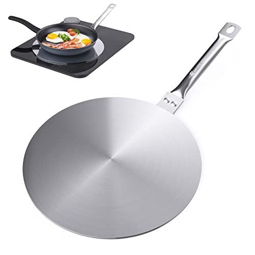 Heat Diffuser Simmer Ring Plate, Stainless Steel With Stainless Handle, Induction Adapter Plate For Gas Stove Glass Cooktop Converter, Flame Guard Ind