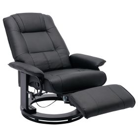 Faux Leather Manual Recliner,Adjustable Swivel Lounge Chair with Footrest,Can Rotate 360 Degrees,L-right Angle Curved Wooden Frame, Armrest and Wrappe (Color: as Pic)