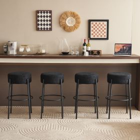 30" Tall, Round High Bar Stools, Set of 2 - Contemporary upholstered dining stools for kitchens, coffee shops and bar stores - Includes sturdy hardwar (Color: as Pic)