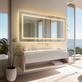 Extra Large Rectangle Bathroom Mirror LED Vanity Dimmable Backlit Anti-Fog Memory with Front and Backlight Shatter-Proof (Color: 48x32 inch)
