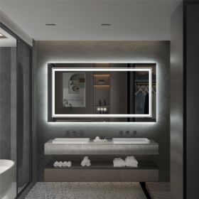 LUVODI Illuminate Large Mirror Bathroom Double Sink Mirror Full Length Dressing Salon Mirror with 3 Color Lights (Color: 120x80cm (48x32inch))
