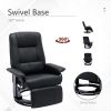Faux Leather Manual Recliner,Adjustable Swivel Lounge Chair with Footrest,Can Rotate 360 Degrees,L-right Angle Curved Wooden Frame, Armrest and Wrappe
