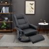 Faux Leather Manual Recliner,Adjustable Swivel Lounge Chair with Footrest,Can Rotate 360 Degrees,L-right Angle Curved Wooden Frame, Armrest and Wrappe