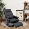Faux Leather Manual Recliner,Adjustable Swivel Lounge Chair with Footrest,Can Rotate 360 Degrees,L-right Angle Curved Wooden Frame, Armrest and Wrappe